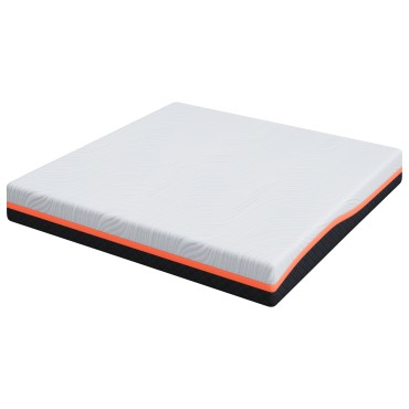 vidaXL Στρώμα Λευκό και Γκρι 180x200cm Ζακάρ ύφασμα 1 τεμ. - Διπλό