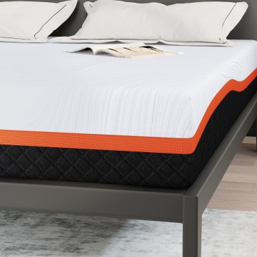 vidaXL Στρώμα Λευκό και Γκρι 180x200cm Ζακάρ ύφασμα 1 τεμ. - Διπλό