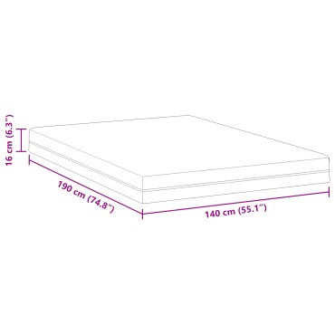 vidaXL Στρώμα Αφρού Μνήμης Μέτριο 140x190cm Λευκό και Γκρι 1 τεμ. - Διπλό