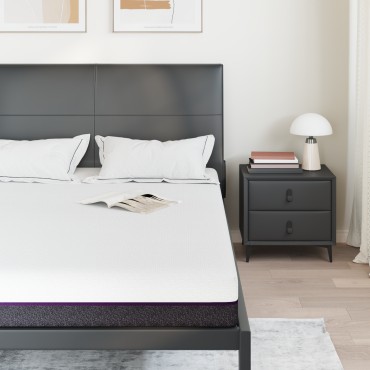 vidaXL Στρώμα Αφρού Μνήμης Μέτριο 140x190cm Λευκό και Γκρι 1 τεμ. - Διπλό