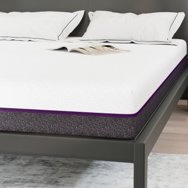 vidaXL Στρώμα Αφρού Μνήμης Μέτριο 140x190cm Λευκό και Γκρι 1 τεμ. - Διπλό
