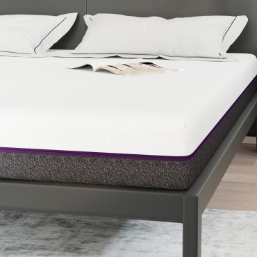 vidaXL Στρώμα Αφρού Μνήμης Μέτριο 180x200cm Λευκό και Γκρι 1 τεμ. - Διπλό