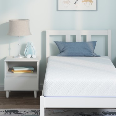 vidaXL Στρώμα Λευκό και Μπλε 80x160cm Ζακάρ ύφασμα 1 τεμ. - Μονό