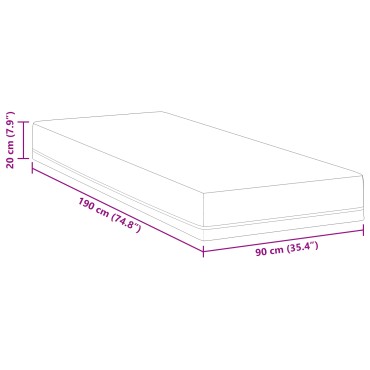vidaXL Στρώμα Λευκό και Μπλε 90x190cm Ζακάρ ύφασμα 1 τεμ. - Μονό
