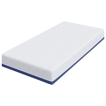 vidaXL Στρώμα Λευκό και Μπλε 100x200cm Ζακάρ ύφασμα 1 τεμ. - Μονό