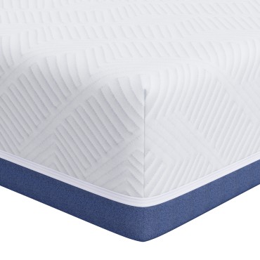 vidaXL Στρώμα Λευκό και Μπλε 140x190cm Ζακάρ ύφασμα 1 τεμ. - Διπλό