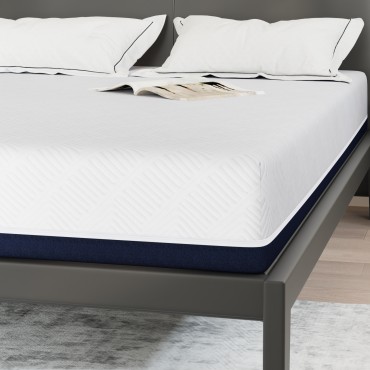 vidaXL Στρώμα Λευκό και Μπλε 140x190cm Ζακάρ ύφασμα 1 τεμ. - Διπλό