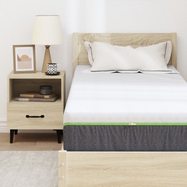 vidaXL Στρώμα Λευκό και Γκρι 80x200cm Ζακάρ ύφασμα 1 τεμ. - Μονό