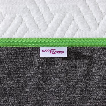 vidaXL Στρώμα Λευκό και Γκρι 90x200cm Ζακάρ ύφασμα 1 τεμ. - Μονό