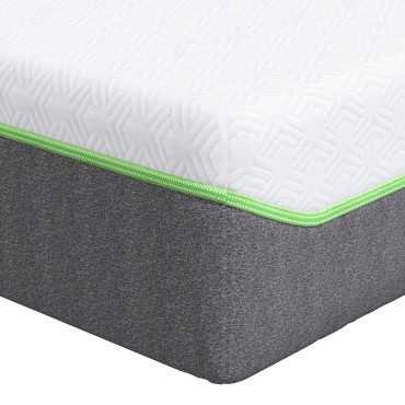 vidaXL Στρώμα Λευκό και Γκρι 100x200cm Ζακάρ ύφασμα 1 τεμ. - Μονό