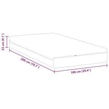 vidaXL Στρώμα Λευκό και Γκρι 100x200cm Ζακάρ ύφασμα 1 τεμ. - Μονό