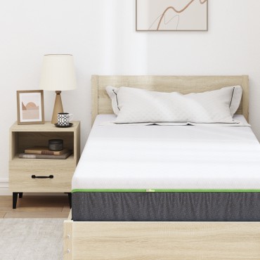 vidaXL Στρώμα Λευκό και Γκρι 100x200cm Ζακάρ ύφασμα 1 τεμ. - Μονό