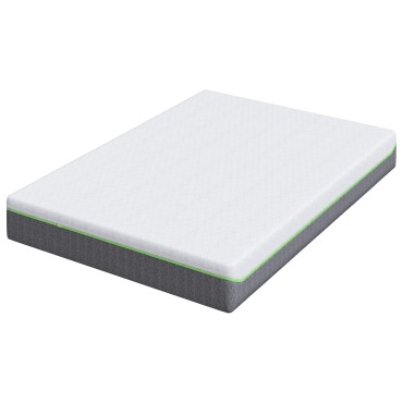 vidaXL Στρώμα Λευκό και Γκρι 140x190cm Ζακάρ ύφασμα 1 τεμ. - Διπλό