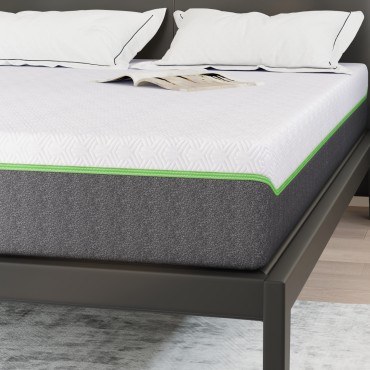 vidaXL Στρώμα Λευκό και Γκρι 140x190cm Ζακάρ ύφασμα 1 τεμ. - Διπλό