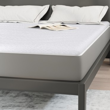 vidaXL Στρώμα επικάλυψης Λευκό 160 x 200 cm Υφασμα Πλεκτό