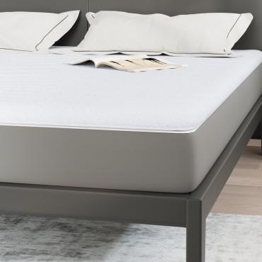 vidaXL Στρώμα επικάλυψης Λευκό 200 x 200 cm Υφασμα Πλεκτό