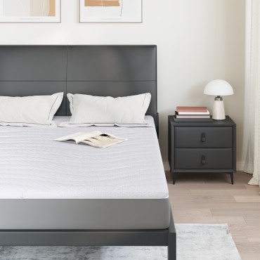 vidaXL Στρώμα επικάλυψης Λευκό 140 x 200 cm Υφασμα Πλεκτό