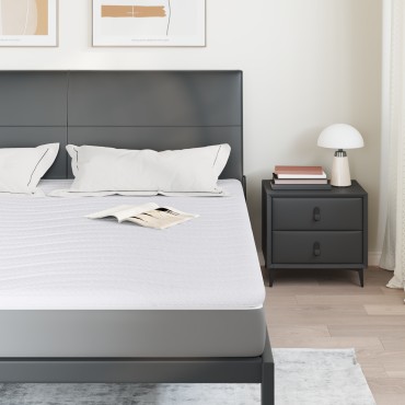 vidaXL Στρώμα επικάλυψης Λευκό 180 x 200 cm Υφασμα Πλεκτό