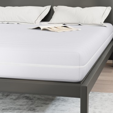 vidaXL Στρώμα με Στρώση Καρύδας Μέτρια σκληρό 140x200cm Λευκό 1 τεμ. - Διπλό