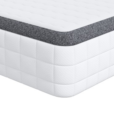 vidaXL Στρώμα Μέτρια μαλακό 90x200cm Λευκό και Γκρι 1 τεμ. - Μονό
