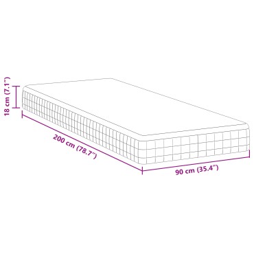 vidaXL Στρώμα Μέτρια μαλακό 90x200cm Λευκό και Γκρι 1 τεμ. - Μονό