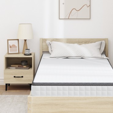 vidaXL Στρώμα Μέτρια μαλακό 90x200cm Λευκό και Γκρι 1 τεμ. - Μονό