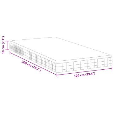 vidaXL Στρώμα Μέτρια μαλακό 100x200cm Λευκό και Γκρι 1 τεμ. - Μονό