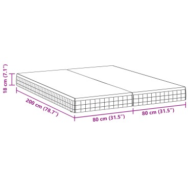 vidaXL Στρώμα 2 τεμ. Μέτρια μαλακό 80x200cm Λευκό και Γκρι - Μονό