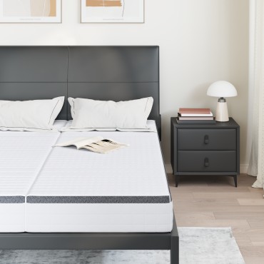 vidaXL Στρώμα 2 τεμ. Μέτρια μαλακό 80x200cm Λευκό και Γκρι - Μονό