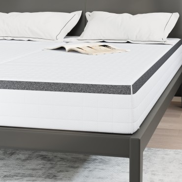 vidaXL Στρώμα 2 τεμ. Μέτρια μαλακό 80x200cm Λευκό και Γκρι - Μονό