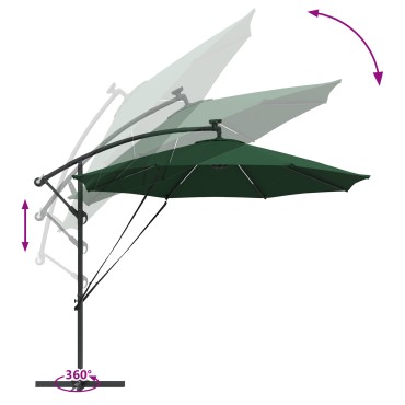 vidaXL Ομπρέλα ηλίου 294 x 294 x 248 cm Πολυεστέρας και Αλουμίνιο