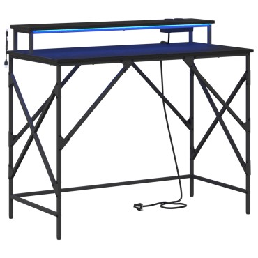 vidaXL Γραφείο Μαύρη Οξυά 100x50x86,5cm Επεξεργασμένο Ξύλο 1 τεμ.