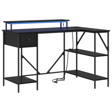 vidaXL Γραφείο Μαύρη Οξυά 120x79x86,5cm Επεξεργασμένο Ξύλο 1 τεμ.