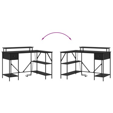 vidaXL Γραφείο Μαύρη Οξυά 120x79x86,5cm Επεξεργασμένο Ξύλο 1 τεμ.