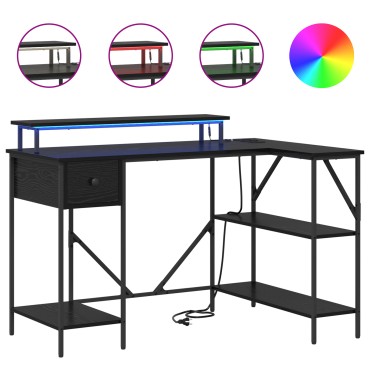 vidaXL Γραφείο Μαύρη Οξυά 120x79x86,5cm Επεξεργασμένο Ξύλο 1 τεμ.