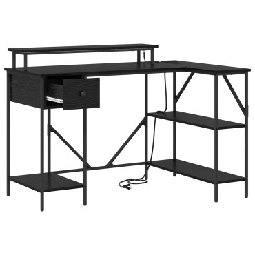 vidaXL Γραφείο Μαύρη Οξυά 120x79x86,5cm Επεξεργασμένο Ξύλο 1 τεμ.