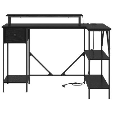 vidaXL Γραφείο Μαύρη Οξυά 120x79x86,5cm Επεξεργασμένο Ξύλο 1 τεμ.