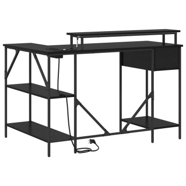 vidaXL Γραφείο Μαύρη Οξυά 120x79x86,5cm Επεξεργασμένο Ξύλο 1 τεμ.