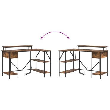 vidaXL Γραφείο Καπνιστό Δρύς 120x79x86,5cm Επεξεργασμένο Ξύλο 1 τεμ.