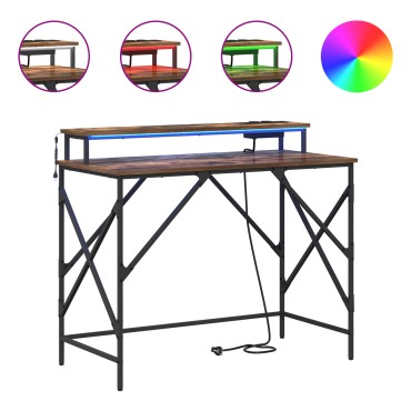vidaXL Γραφείο Καπνιστό Δρύς 120x79x86,5cm Επεξεργασμένο Ξύλο 1 τεμ.