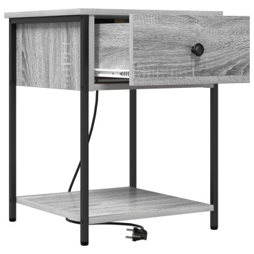 vidaXL Κομοδίνο Γκρίζο Σονομα 42x41x56cm Επεξεργασμένο Ξύλο 1 τεμ.