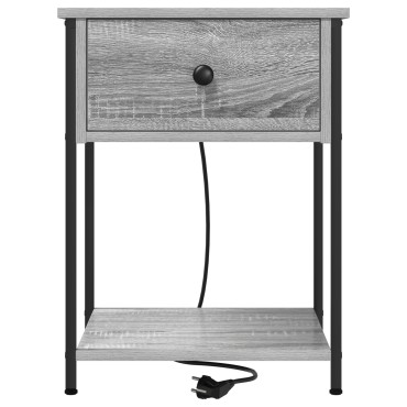 vidaXL Κομοδίνο Γκρίζο Σονομα 42x41x56cm Επεξεργασμένο Ξύλο 1 τεμ.