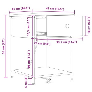 vidaXL Κομοδίνο Καφέ δρυς 42x41x56cm Επεξεργασμένο Ξύλο 1 τεμ.