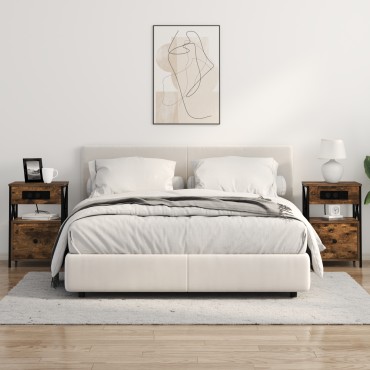 vidaXL Κομοδίνο Καπνιστό Δρύς 40x31x60cm Επεξεργασμένο Ξύλο 1 τεμ.