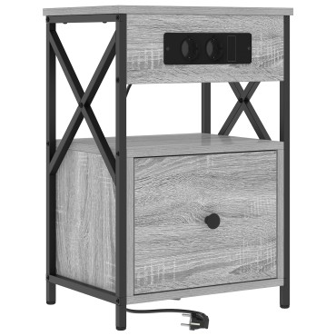 vidaXL Κομοδίνο Γκρίζο Σονομα 40x31x60cm Επεξεργασμένο Ξύλο 1 τεμ.