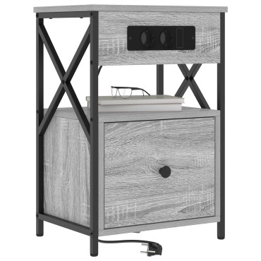 vidaXL Κομοδίνο Γκρίζο Σονομα 40x31x60cm Επεξεργασμένο Ξύλο 1 τεμ.