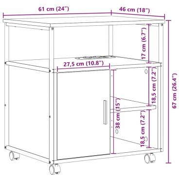 vidaXL Ντουλάπα με Σταθμό Φόρτισης 61x46x67cm Επεξεργασμένο Ξύλο 1 τεμ.