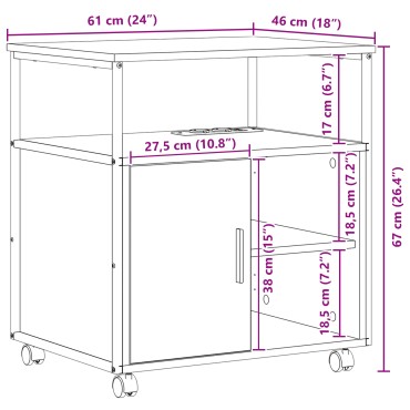 vidaXL Ντουλάπα με Σταθμό Φόρτισης 61x46x67cm Επεξεργασμένο Ξύλο 1 τεμ.