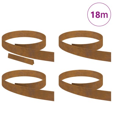 vidaXL Περίγραμμα γκαζόν 4 τμχ. 450 x 0,05 x 10 εκ Σκ rusty