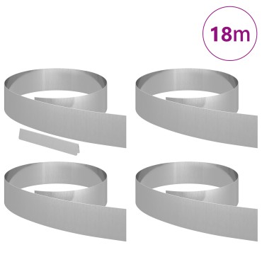 vidaXL Περίγραμμα γκαζόν 4 τμχ. 450 x 0.05 x 15 εκ Ασημί